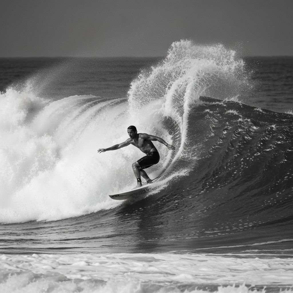 Surfer riding a wave